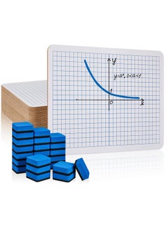 Henoyso 24 Pack Dry Erase Xy Axis Graph Lap Boards 9'' X 12'' Double Sided White Boards Dry Erase Lapboards Math Student White Boards Double Sided Dry Erase Board With Erasers For School Classroom Supplies  - Image 1