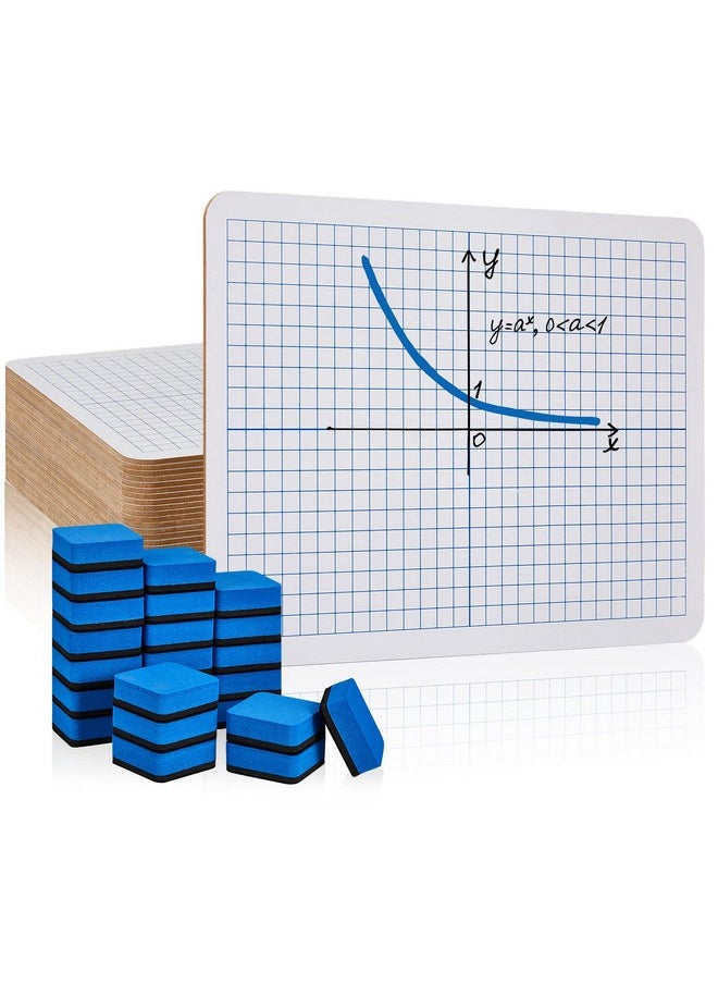 Henoyso - 24 Pack Dry Erase Xy Axis Graph Lap Boards 9'' X 12'' Double Sided White Boards Dry Erase Lapboards Math Student White Boards Double Sided Dry Erase Board With Erasers For School Classroom Supplies - Image 1