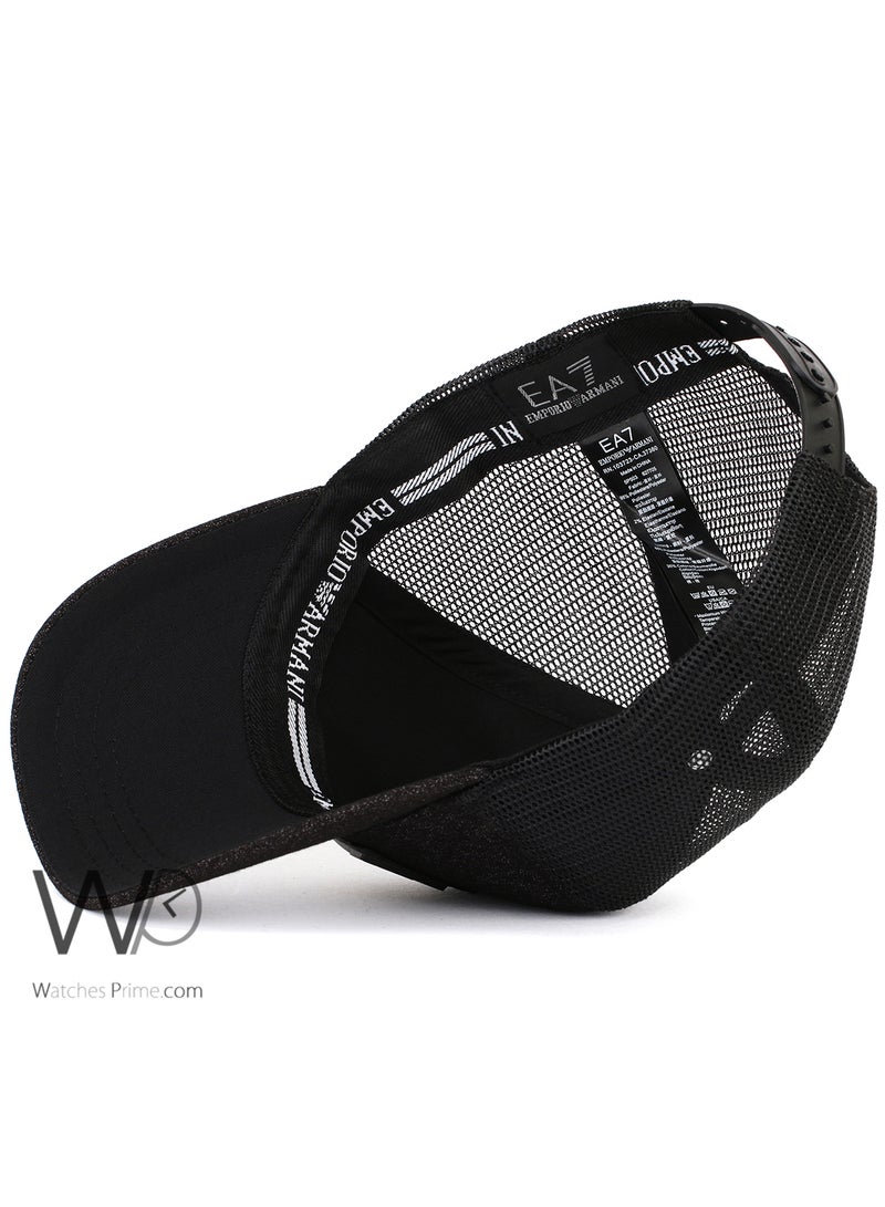 EMPORIO ARMANI Emporio Armani EA7 Trucker Mesh Cap Black Gray Color Cotton Hat For Men  - Image 4