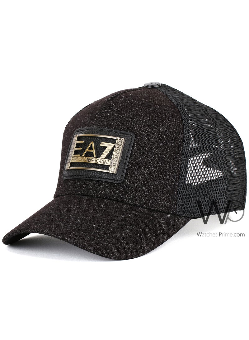 EMPORIO ARMANI Emporio Armani EA7 Trucker Mesh Cap Black Gray Color Cotton Hat For Men  - Image 1