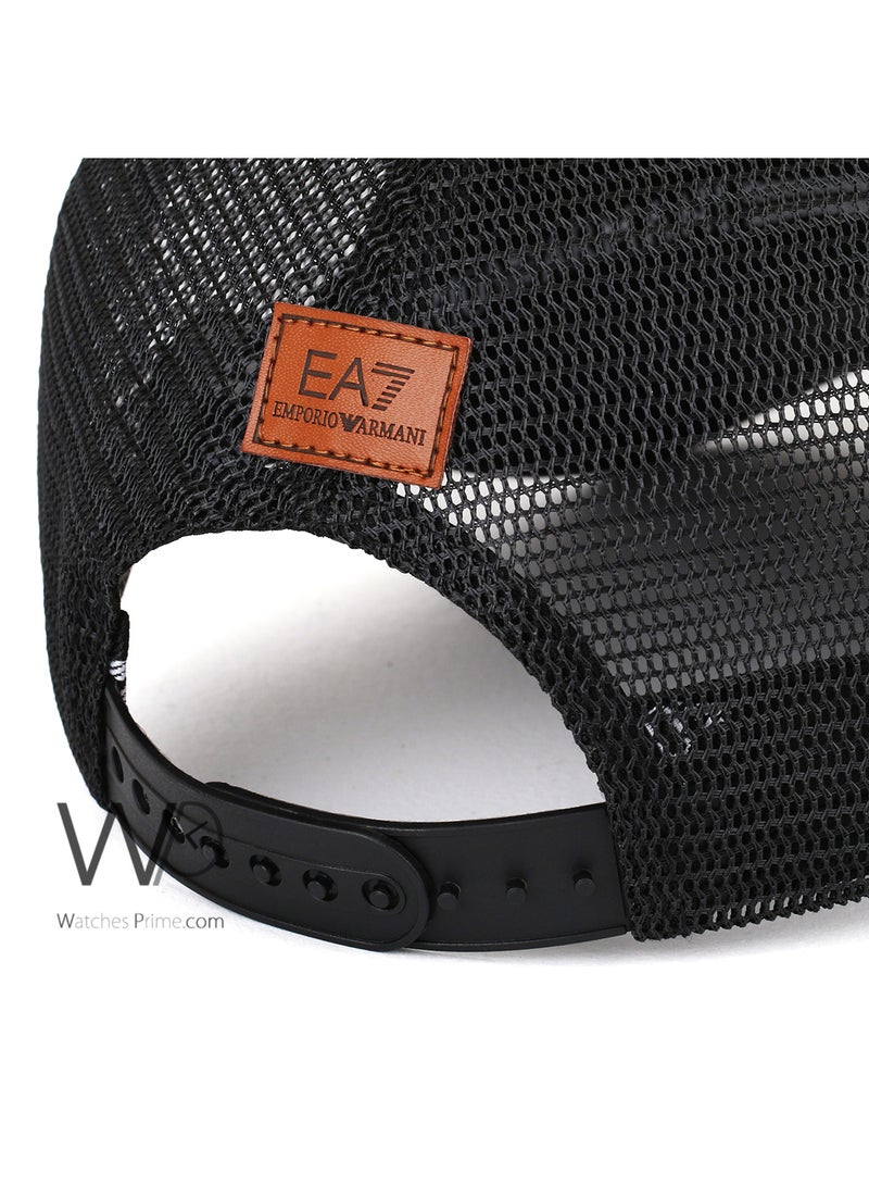EMPORIO ARMANI Emporio Armani EA7 Trucker Mesh Cap Black Gray Color Cotton Hat For Men  - Image 3