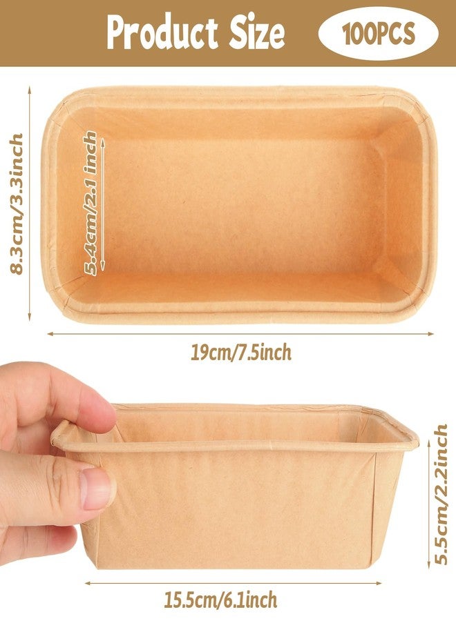 LOLYSIC 100 Pack Disposable Paper Loaf Pans, Rectangle Kraft Bread Loaf Molds, Microwave & Freezer Safe, Medium Size 6.1*2.1*2 Inch, Grease-Resistant, Stackable Baking Pans for Bread, Cakes & Desserts - Image 2