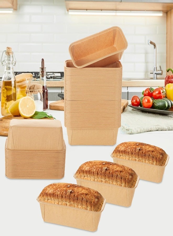 LOLYSIC 100 Pack Disposable Paper Loaf Pans, Rectangle Kraft Bread Loaf Molds, Microwave & Freezer Safe, Medium Size 6.1*2.1*2 Inch, Grease-Resistant, Stackable Baking Pans for Bread, Cakes & Desserts - Image 3