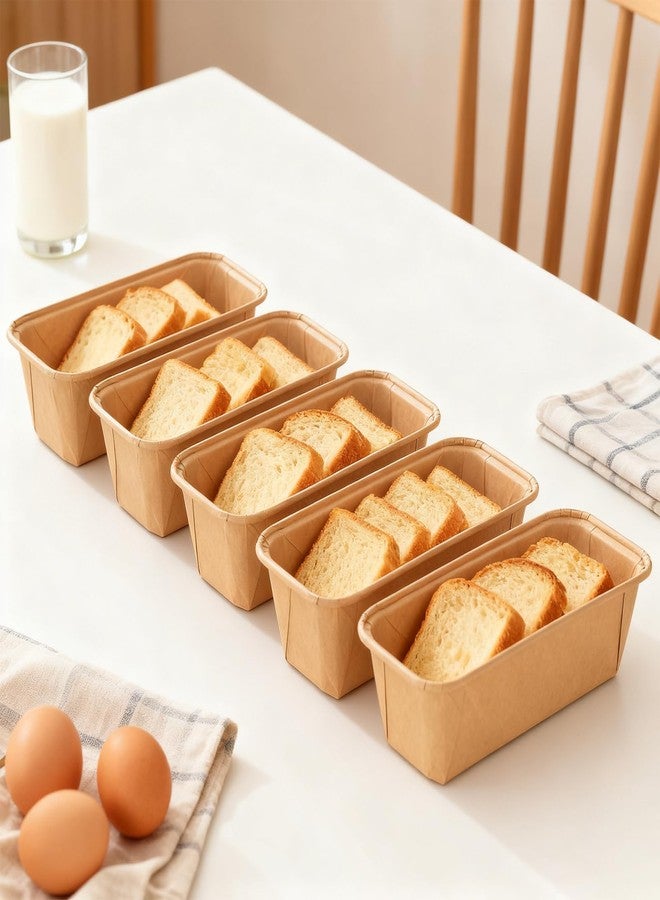 LOLYSIC 100 Pack Disposable Paper Loaf Pans, Rectangle Kraft Bread Loaf Molds, Microwave & Freezer Safe, Medium Size 6.1*2.1*2 Inch, Grease-Resistant, Stackable Baking Pans for Bread, Cakes & Desserts - Image 5