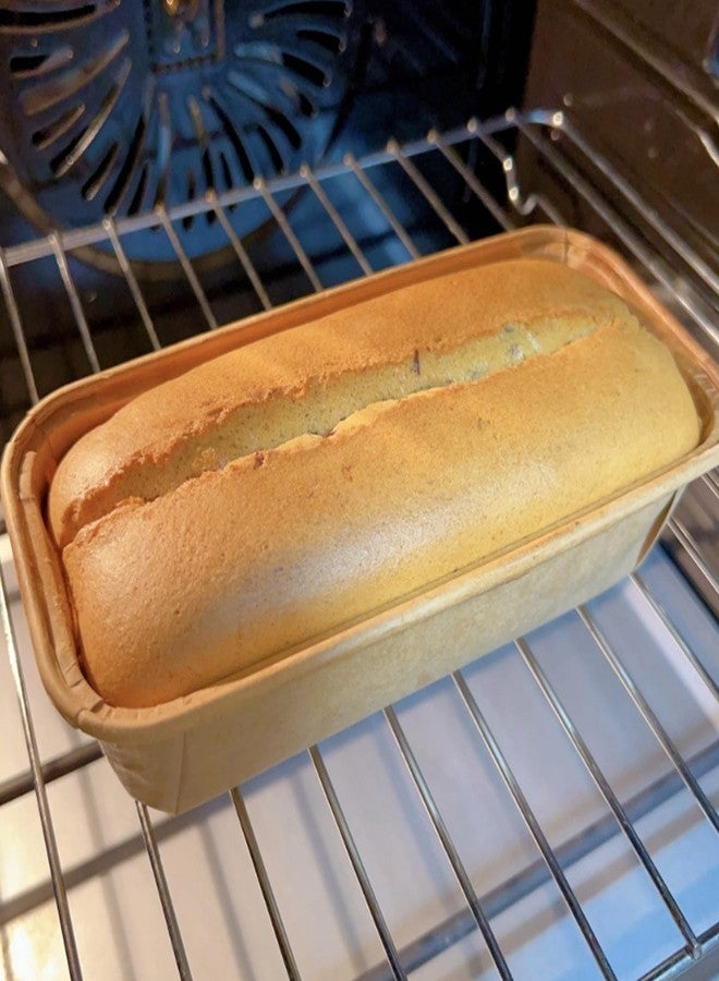 LOLYSIC 100 Pack Disposable Paper Loaf Pans, Rectangle Kraft Bread Loaf Molds, Microwave & Freezer Safe, Medium Size 6.1*2.1*2 Inch, Grease-Resistant, Stackable Baking Pans for Bread, Cakes & Desserts - Image 4