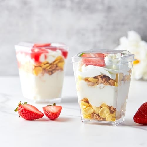 Kucoele 50 Pack 5 oz Plastic Dessert Cups with Lids and Spoons, Clear Parfait Cups Pudding Cups Mini Party Serving Cups for Appetizer Fruit Yogurt Ice Cream - Image 5