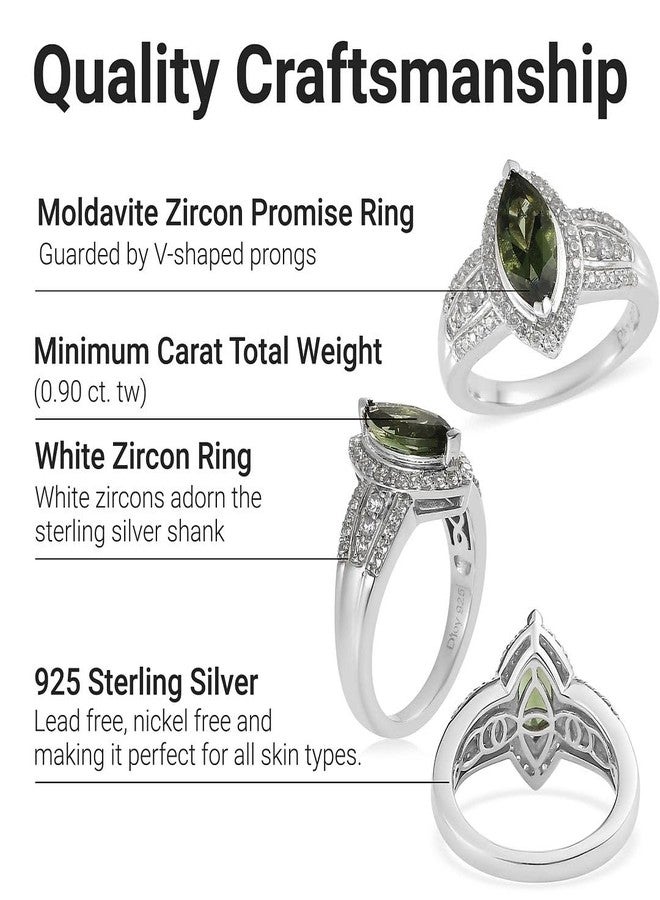 SHOP LC DELIVERING JOY Ct 1 925 Sterling Silver Moldavite Promise Ring for Women Jewelry Birthday Christmas Gifts for Women Platinum Plated Zircon Bride Size 10 - Image 4