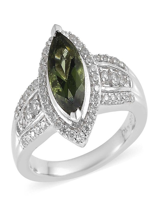 SHOP LC DELIVERING JOY Ct 1 925 Sterling Silver Moldavite Promise Ring for Women Jewelry Birthday Christmas Gifts for Women Platinum Plated Zircon Bride Size 10 - Image 1