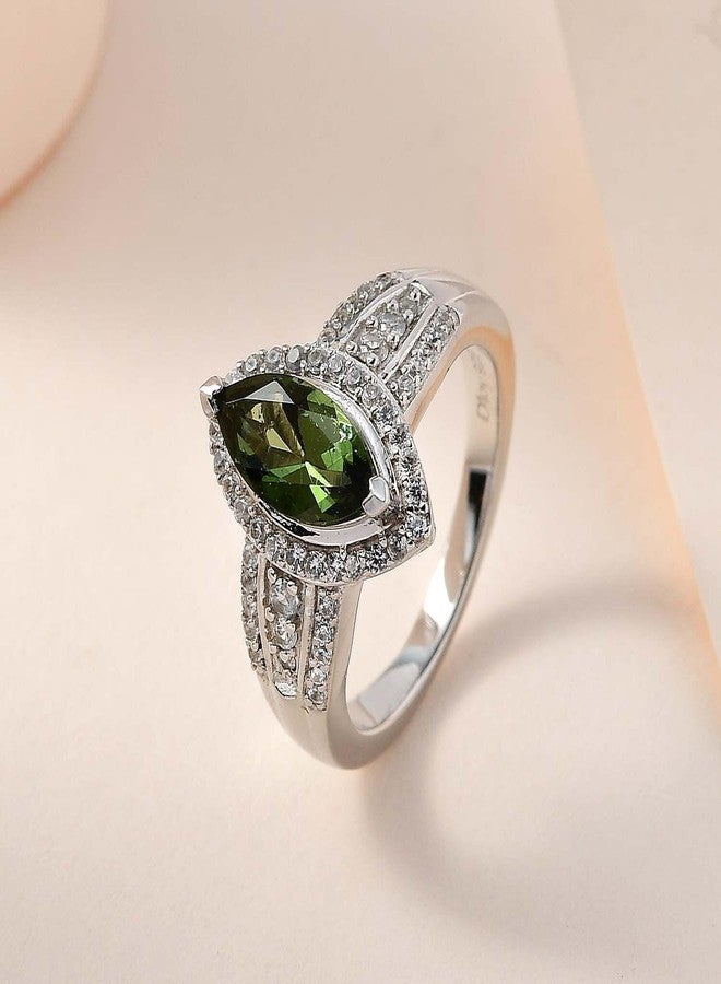 SHOP LC DELIVERING JOY Ct 1 925 Sterling Silver Moldavite Promise Ring for Women Jewelry Birthday Christmas Gifts for Women Platinum Plated Zircon Bride Size 10 - Image 2