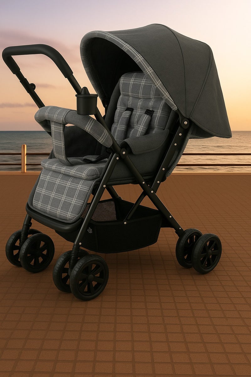 Foldable Baby Stroller – Reversible Handle, Multi-Position Recline, Shock Absorbing Wheels, Extendable Canopy, Storage Basket – For Newborn to 5 Years (Up to 20 kg) - Image 1