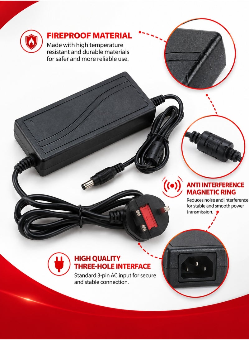CABLE CONV UK Adapter 12V 3A Power Supply with Power Cable – 36W AC/DC Adapter for CCTV Cameras, LED Strip Lights, Routers & LCD Monitors - Image 2