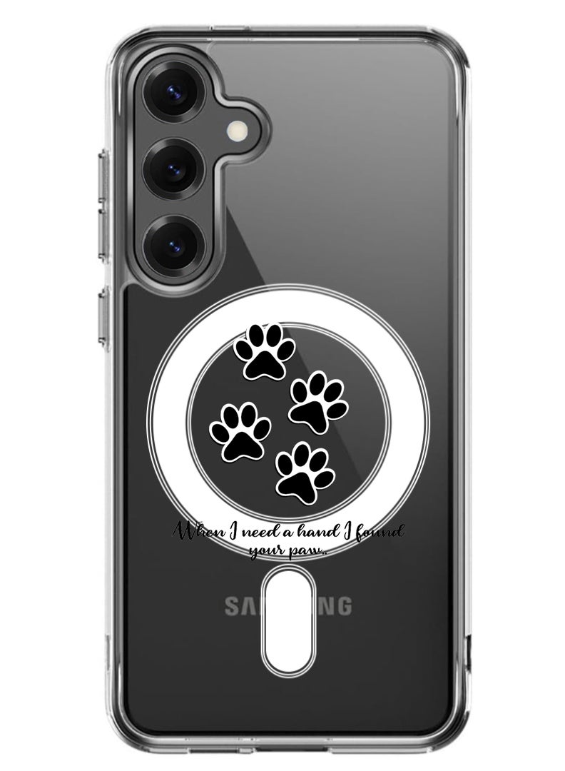 Theodor Magnetic Case for Samsung Galaxy S25 Plus 6.7-inch Compatible with MagSafe Wireless Charging, Shockproof Phone Bumper Cover paw print - Image 1