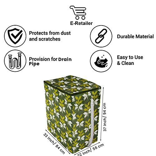 E-Retailer® Polyester Semi Automatic Washing Machine Cover With Zip Enclosure Suitable For 5kg to 8kg (Color-Leaf Green, Size-33x22x37 Inches) - Image 3