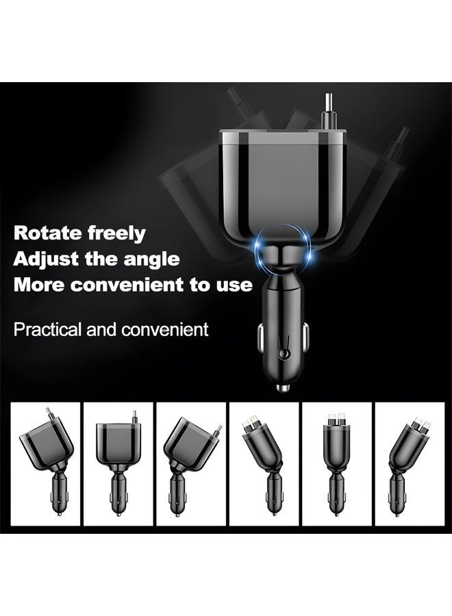 FDTY محول شاحن سيارة قابل للسحب 5 في 1 منفذ شحن سريع PD و USB مطور شاحن سيارة USB-C عالمي لأجهزة iPhone و Android - Image 5