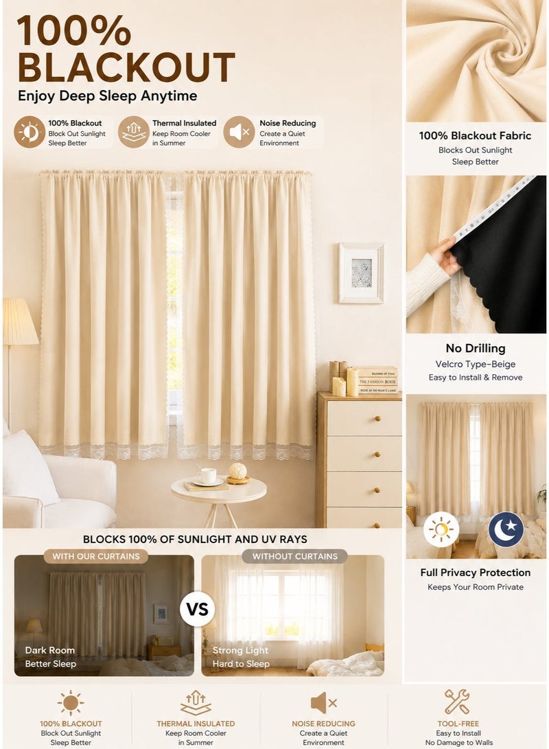 OHTEX HOME ستارة تعتيم 100%، طبقتان مع قماش شفاف، ذاتية اللصق وقابلة للحمل - Image 2