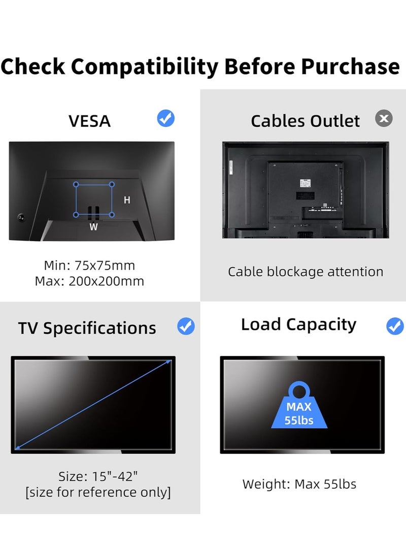 ELTRAZONE Universal TV Wall Mount for 13"-37" Screens - Adjustable Tilt and Swivel Mount - Image 5