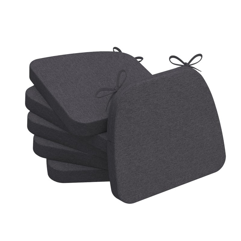 AAAAAcessories DShaped Chair Cushions 2 Thick Dining Chair Pads with Ties and Removable MachineWashable Cover 17 x 16 Set of 6 Dark Grey