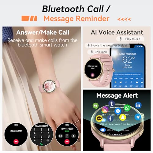 Paukila Smart Watch for Women Fitness Tracker: Waterproof Digital Mens Watches Make Answer Call Smartwatch for Android Phone iPhone Samsung Compatible Step Running Pedometer Sleep SpO2 Heart Rate Monitor - Image 2
