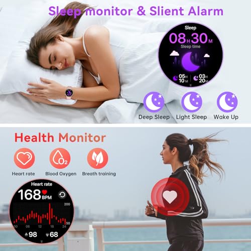 Paukila Smart Watch for Women Fitness Tracker: Waterproof Digital Mens Watches Make Answer Call Smartwatch for Android Phone iPhone Samsung Compatible Step Running Pedometer Sleep SpO2 Heart Rate Monitor - Image 3