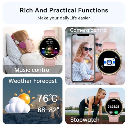 Paukila Smart Watch for Women Fitness Tracker: Waterproof Digital Mens Watches Make Answer Call Smartwatch for Android Phone iPhone Samsung Compatible Step Running Pedometer Sleep SpO2 Heart Rate Monitor - Image 4