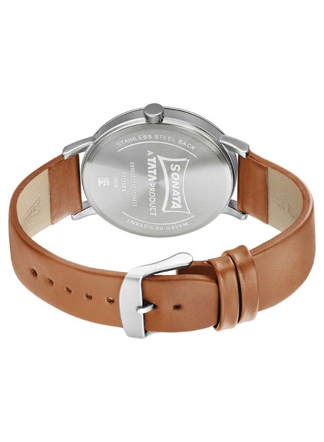 سوناتا ساعة يد جلدية مستديرة بعقارب  -  مم - لون بيج - Image 3