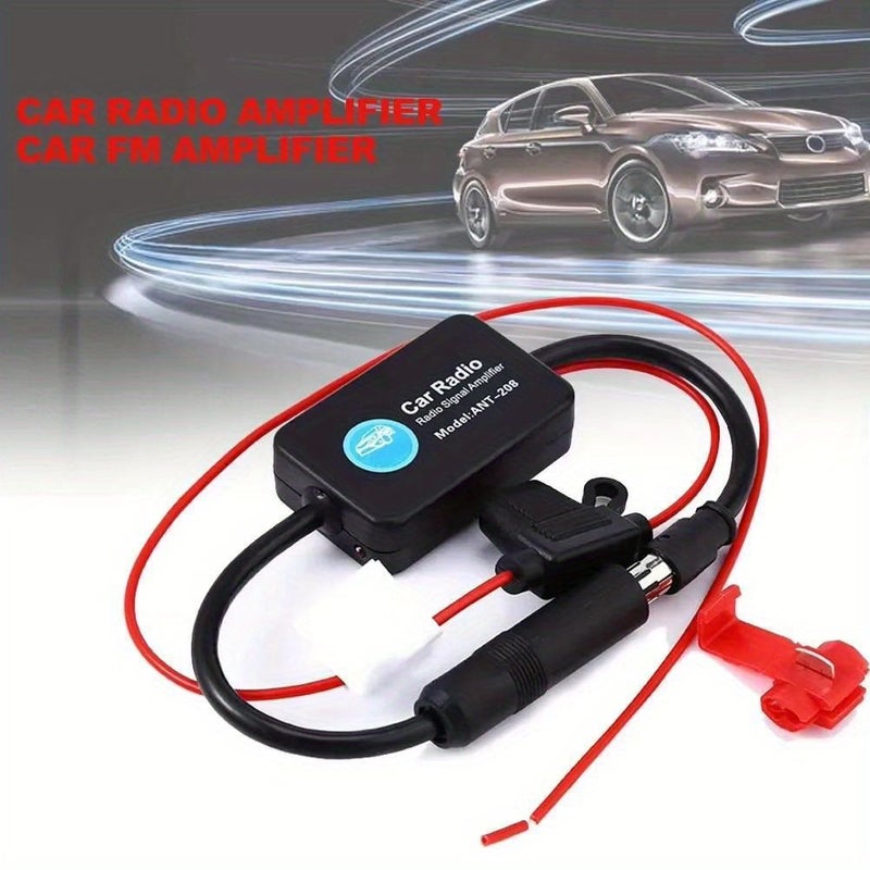 Black Car Antenna Amplifier for Vehicle SUV Stereo Radio 12V Din - Image 3