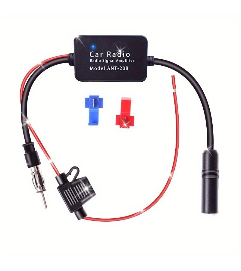 Black Car Antenna Amplifier for Vehicle SUV Stereo Radio 12V Din - Image 1