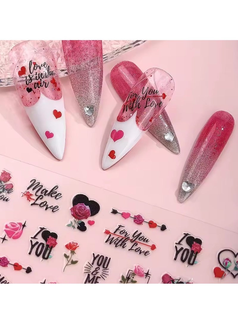 Goolsky 3pcs Valentine Heart Nail Art Sticker Love Letter Flower Cupid Nail Decals for Women DIY Manicure Decoration Accessories - Image 5