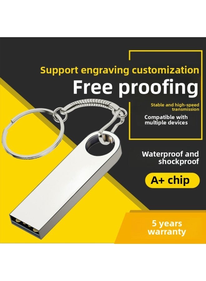U Disk LOGO Brand Lettering Metal Waterproof U Disk Enterprise Gift U Disk Usb 3.0u Disk Car Music-Color:Black-USB2.0-Capacity:64GB - Image 1