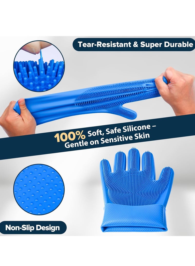 GUDOO طقم العناية بالحيوانات الأليفة 6 قطع: قفازات غسيل الكلاب، فرشاة استحمام الكلاب، فرشاة أسنان إصبعية للكلاب، قفازات استحمام الكلاب، فرشاة شامبو للحيوانات الأليفة، قفازات العناية بالحيوانات الأليفة، مستلزمات استحمام القطط، مستلزمات استحمام الكلاب. - Image 2