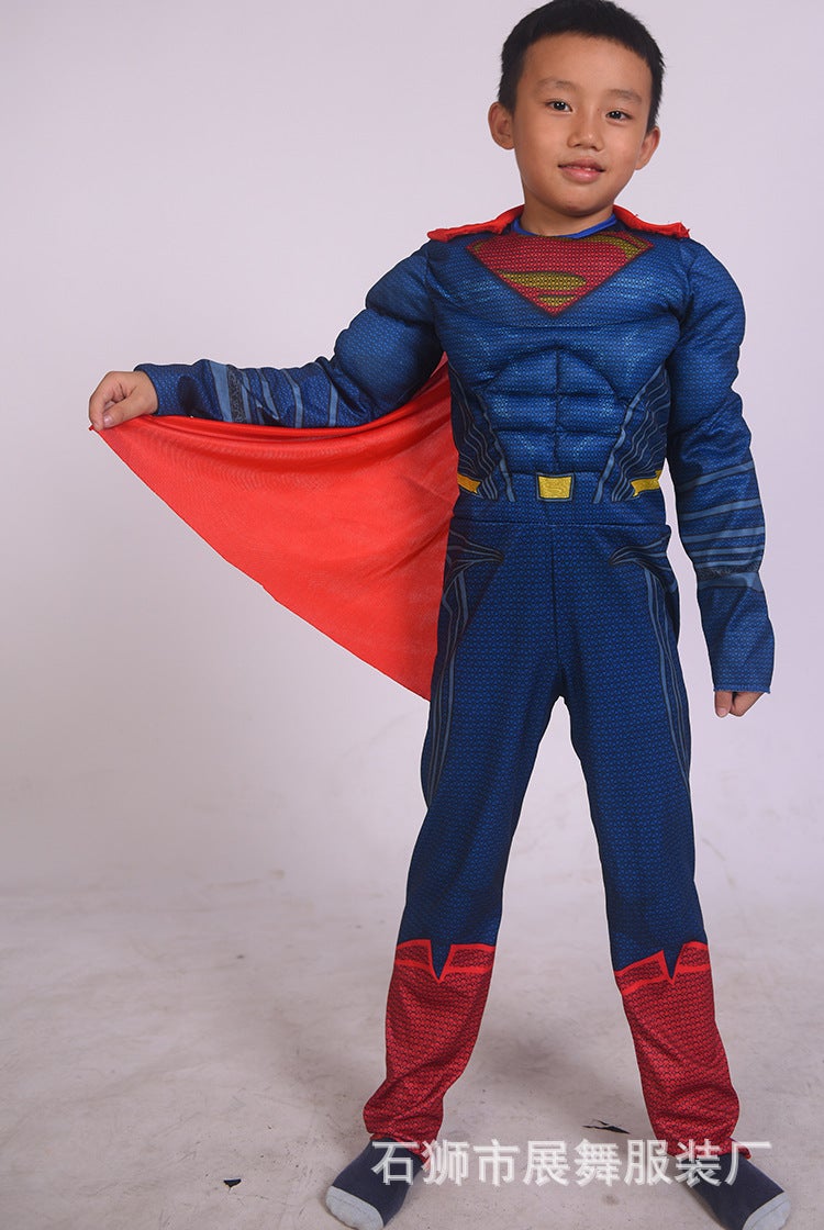 Halloween Costume New Superman Costume Children Superman Cloak cosplay Anime Costume One Piece New Superman jumpsuit + Cape + blindfold 