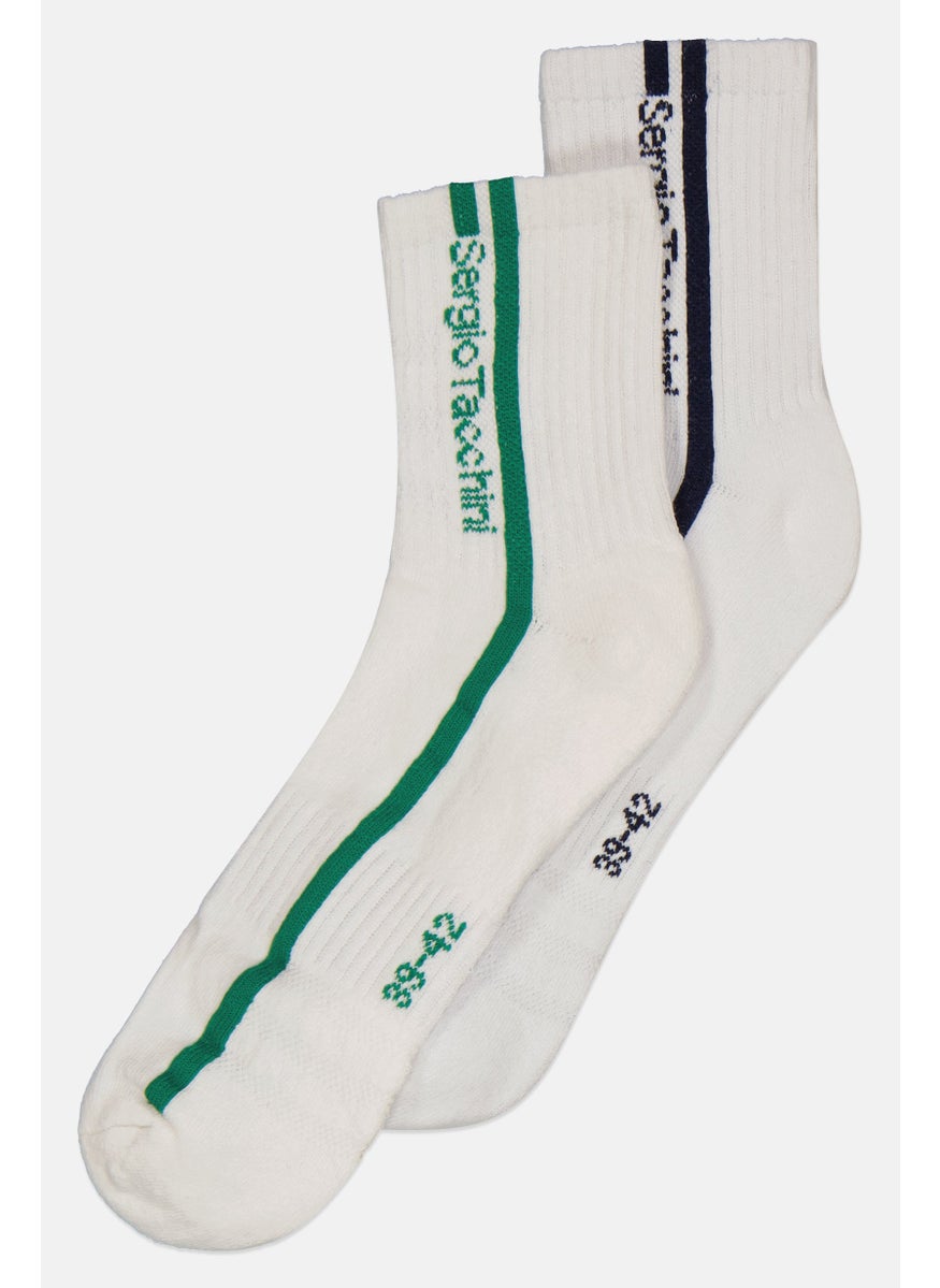 Sergio Tacchini - Men 2 Paires Brand Logo Crew Socks, White - Image 1