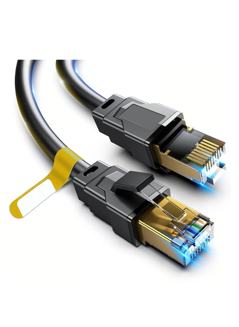 لوكسيرا كابل إيثرنت كات 8، بطول 2 متر، كابل شبكة مسطح عالي السرعة مع موصل RJ45 مغلّف بطلاء ذهبي، كابل LAN للألعاب 30AWG بسرعة 40Gbps وتردد 2000MHz يناسب PS4 و PS5 ومحولات الإيثرنت والموجهات والمودمات. - Image 1