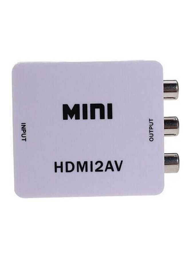 تايجر Mini HDMI2AV Converter Box – 1080P HDMI to AV CVBS RCA L/R Video Adapter – Supports NTSC and PAL Output – USB Powered Signal Converter for Connecting HDMI Devices to Older TVs, Projectors, VCRs, DVD Players – Plug and Play – White Compact Design - Image 1