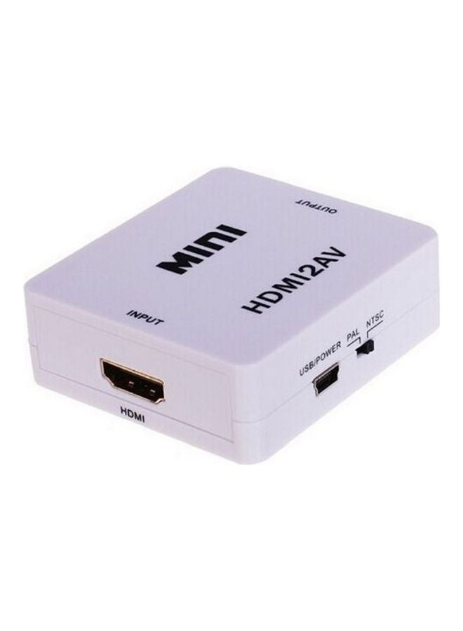 تايجر Mini HDMI2AV Converter Box – 1080P HDMI to AV CVBS RCA L/R Video Adapter – Supports NTSC and PAL Output – USB Powered Signal Converter for Connecting HDMI Devices to Older TVs, Projectors, VCRs, DVD Players – Plug and Play – White Compact Design - Image 3