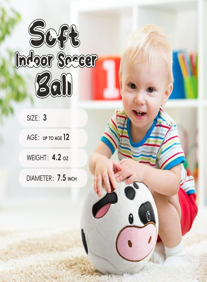 VangeBow Silent Indoor Soccer Balls for Toddlers 1-3, Inflatable Soft Plush Baby Toddler Soccer Ball Toys Gifts for Kid 3-5 Year Old Boy Girl First Birthday Gift (Cow, Pump Include) - Image 3