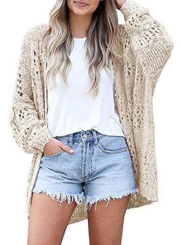 Ermonn Womens Crochet Cardigan Sweater Kimonos Boho Solid Color Oversized Fall Open Front Outwear - Image 5