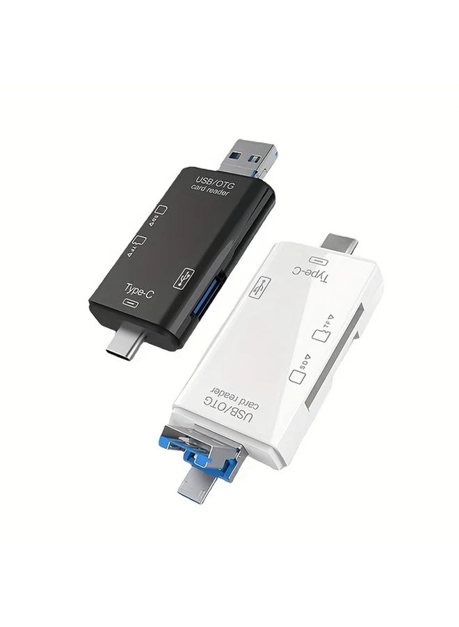 Black 6 in 1 USB C OTG Card Reader for SD TF Memory Card Photo Sharing Movie Watching - Image 5