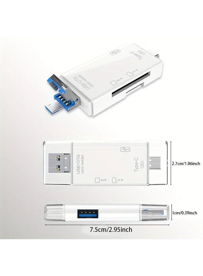 Black 6 in 1 USB C OTG Card Reader for SD TF Memory Card Photo Sharing Movie Watching - Image 2