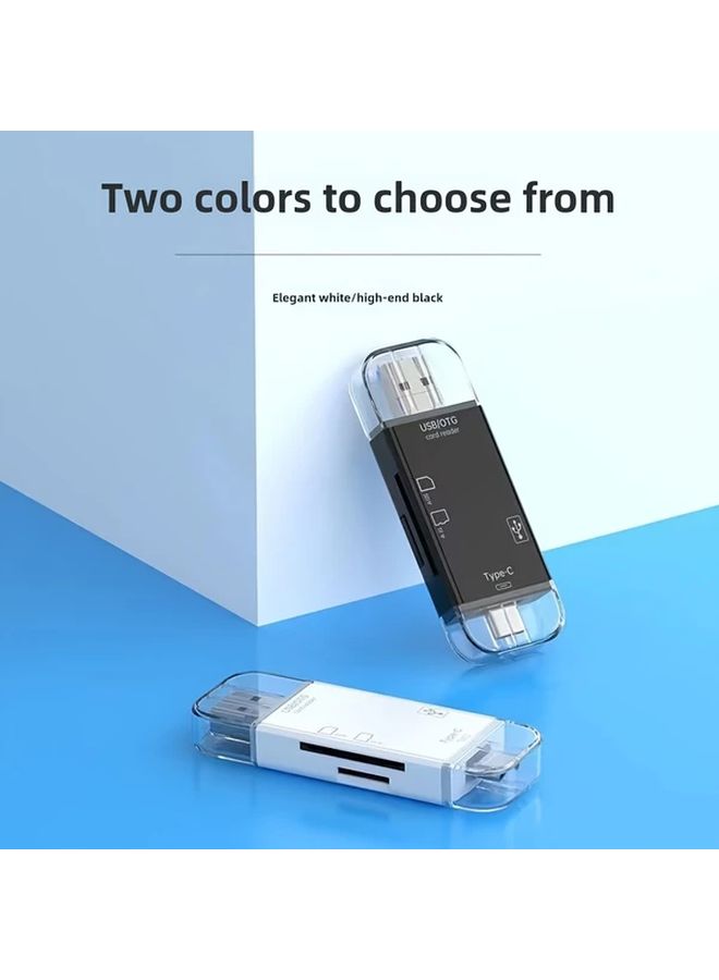 Black 6 in 1 USB C OTG Card Reader for SD TF Memory Card Photo Sharing Movie Watching - Image 3