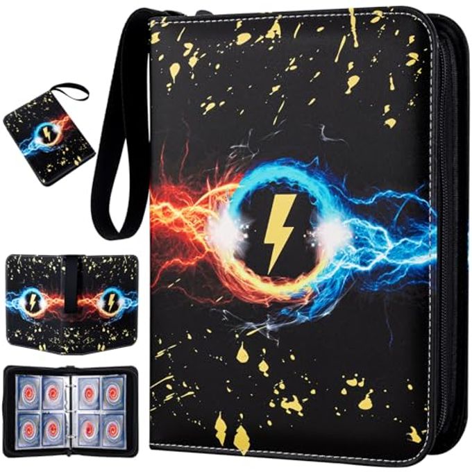 jravkfi 4 Pocket Trading Card Binder,400 Pockets Trading Card Collection Book With Sleevese,3-Ring Zipper Sports Card Album With 50 Removable Double-Sided Card Holder (Black) - Image 4