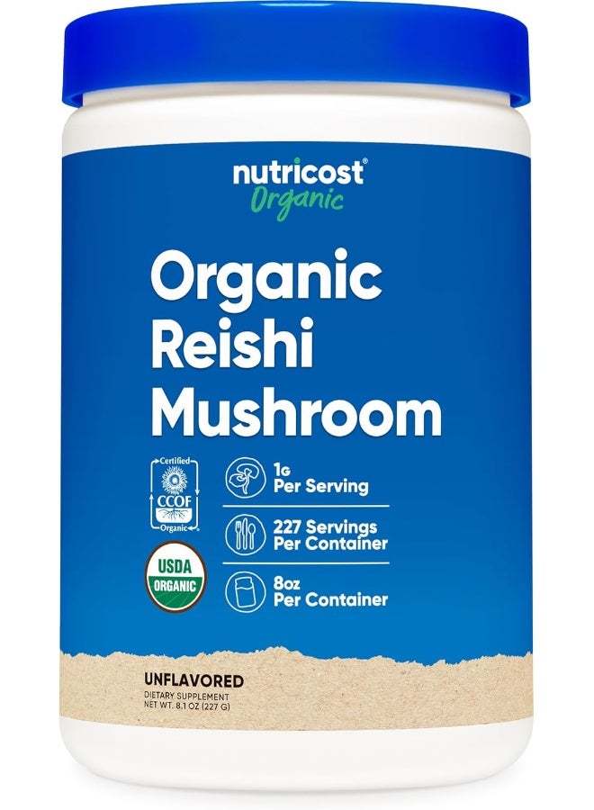Nutricost Organic Reishi Mushroom 0.5LB (8oz) Powder - USDA Certified 100% Organic, Vegan, Non-GMO, Gluten Free - Image 1