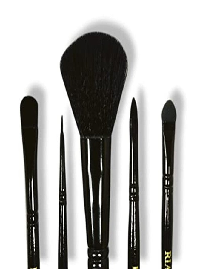 RIANZ Makeup Brush Cosmetic Brushes Kit - Black - Set of 5 - Image 1