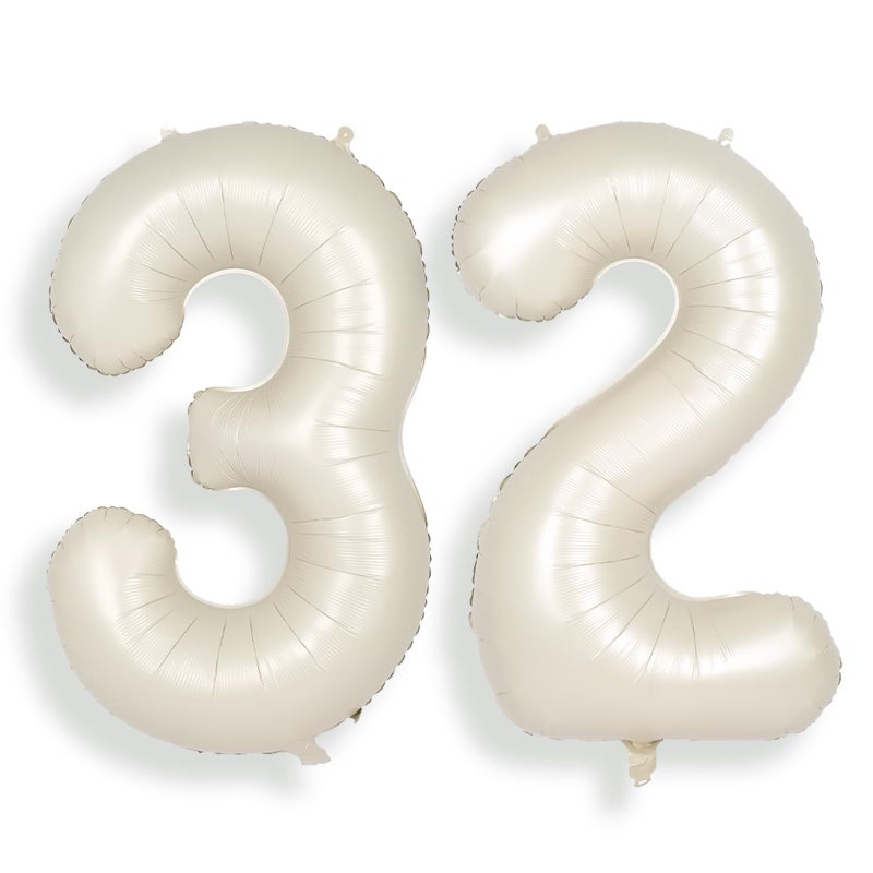 SUWEN 40 Inch Large Cream White 32 Balloon Numbers Big Foil Helium Number Balloons 09 Jumbo Happy 32nd Mylar Birthday Party Decorations for Women or men 23 Anniversary Party Supplies - Image 3