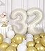SUWEN 40 Inch Large Cream White 32 Balloon Numbers Big Foil Helium Number Balloons 09 Jumbo Happy 32nd Mylar Birthday Party Decorations for Women or men 23 Anniversary Party Supplies - Image 4