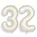 SUWEN 40 Inch Large Cream White 32 Balloon Numbers Big Foil Helium Number Balloons 09 Jumbo Happy 32nd Mylar Birthday Party Decorations for Women or men 23 Anniversary Party Supplies - Image 2