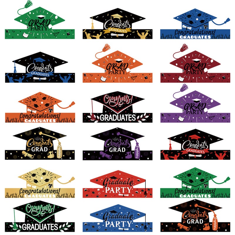 Graduation paper hat, graduation season hat, 2025 graduation party decoration photo accessories, graduation party shooting prop paper crown 6PCS,orange - Image 2