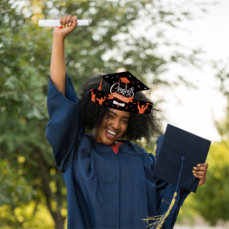 Graduation paper hat, graduation season hat, 2025 graduation party decoration photo accessories, graduation party shooting prop paper crown 6PCS,orange - Image 5