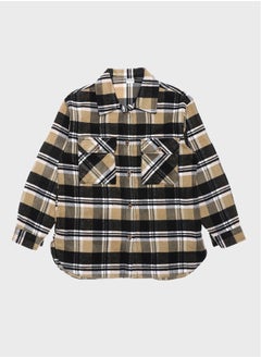Plaid Long Sleeve Girl Shirt