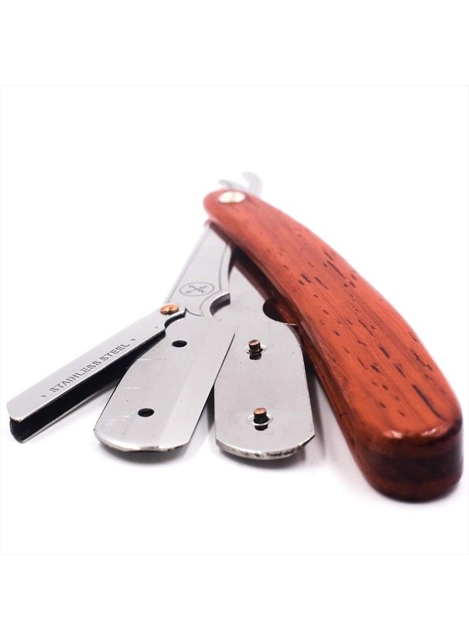 Parker Safety Razor Parker SRRW, Rosewood Wood Handle Straight Edge Barber Razor with Stainless Steel Blade Arm for Professionals, 5 Blades Included - Image 2